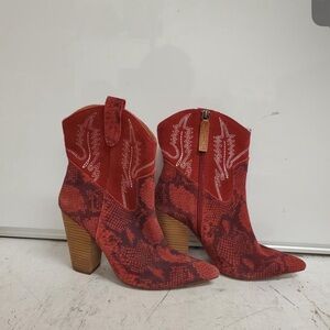 Dingo Red Western Ankle Boots